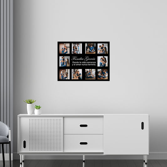 Cuadro Personalizado 40x30 cm con 10 Fotos y Mensaje