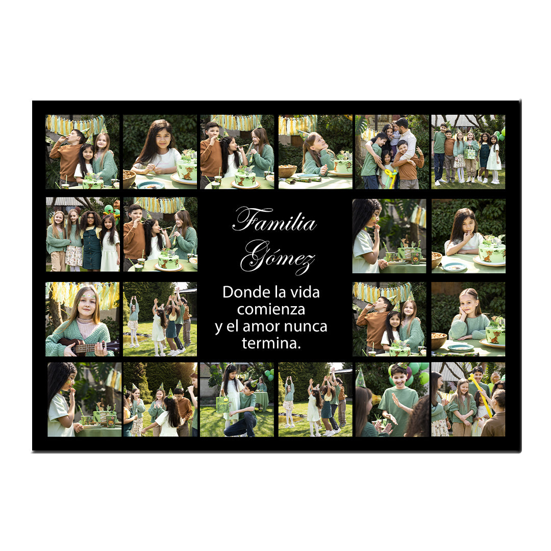 Cuadro Personalizado 70x50 cm con 20 Fotos y Mensaje