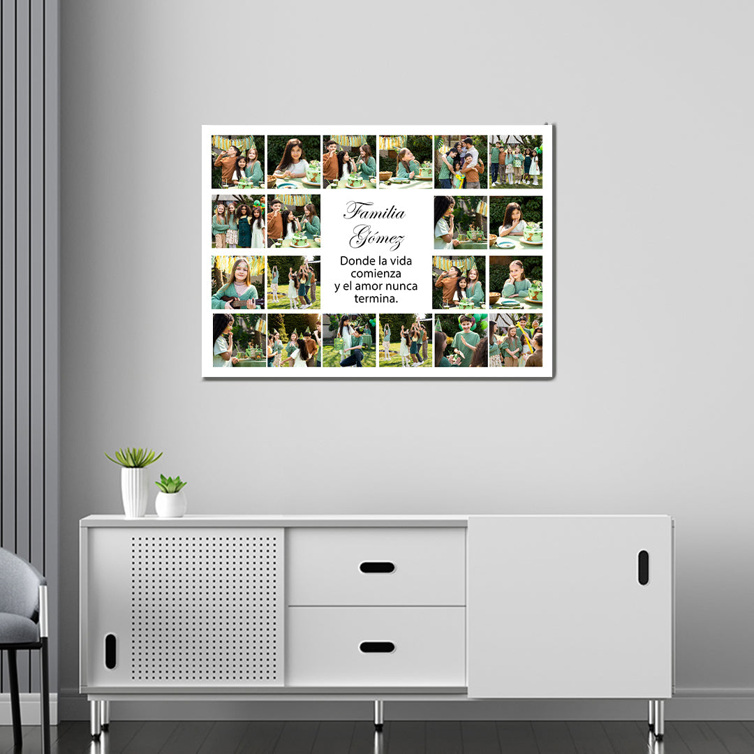 Cuadro Personalizado 70x50 cm con 20 Fotos y Mensaje