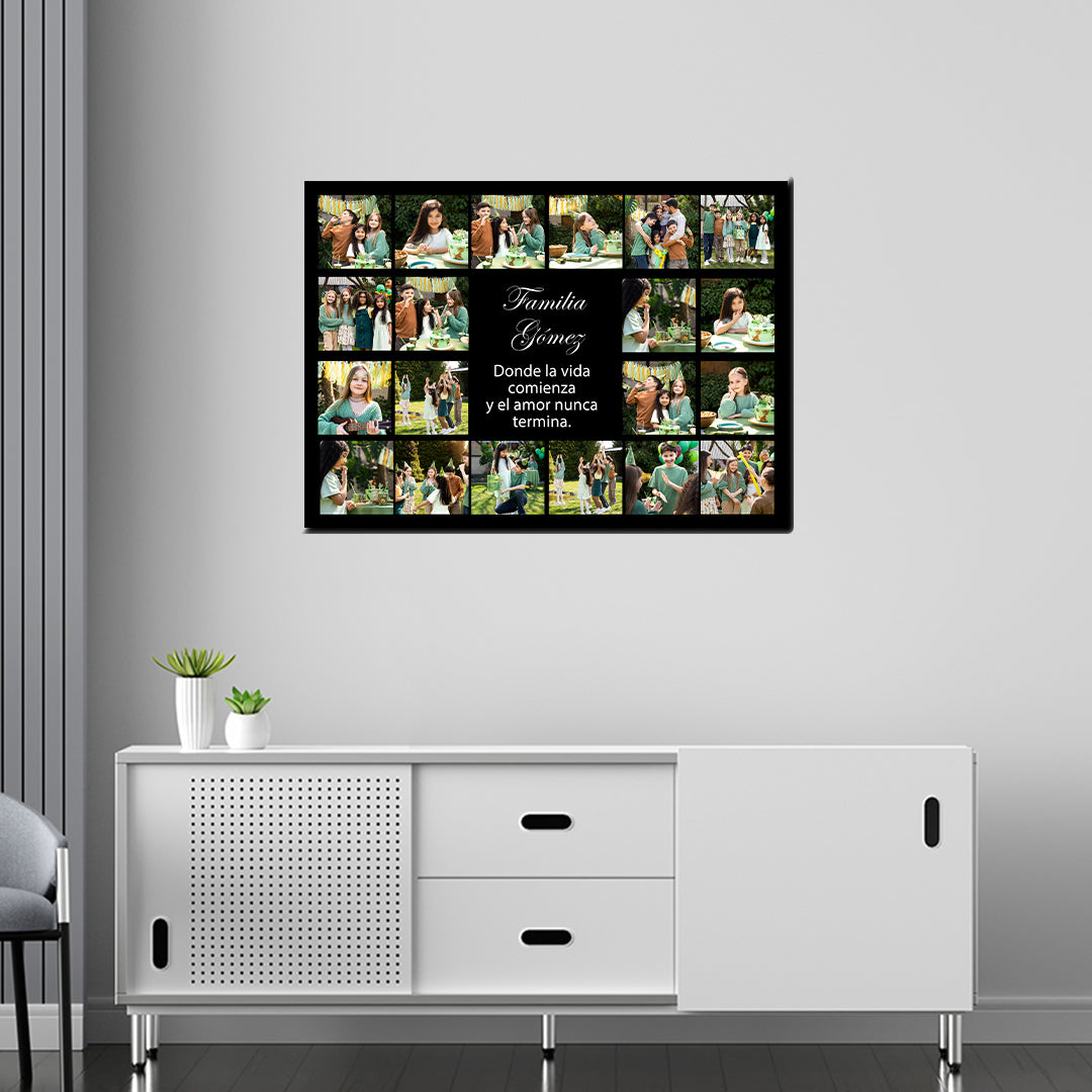 Cuadro Personalizado 70x50 cm con 20 Fotos y Mensaje