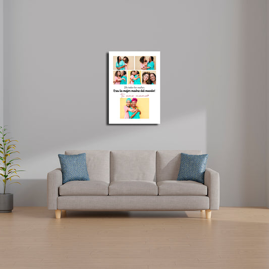 Cuadro Personalizado para Mamá con 6 Fotos y Mensaje