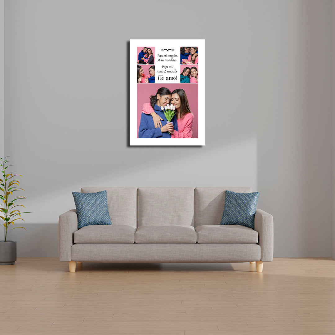 Cuadro Personalizado para Mamá con 5 Fotos y Mensaje