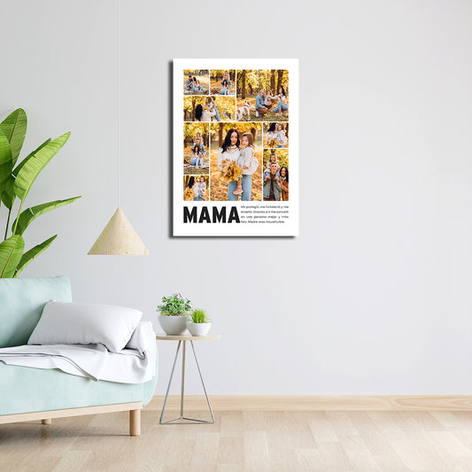 Cuadro Personalizado para Mamá con 8 Fotos y Mensaje