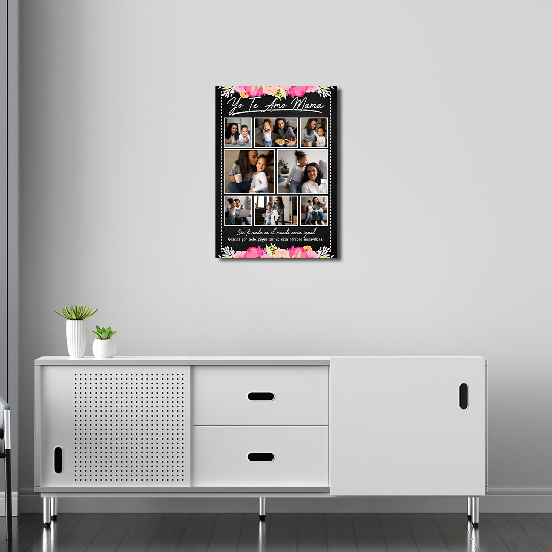 Cuadro Personalizado para Mamá con Diseño Floral y Mensaje