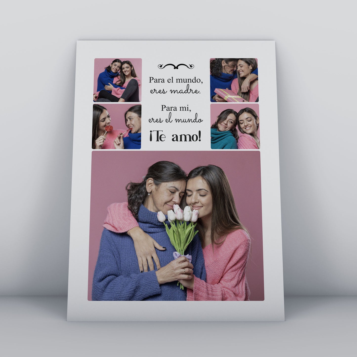 Cuadro Personalizado para Mamá con 5 Fotos y Mensaje