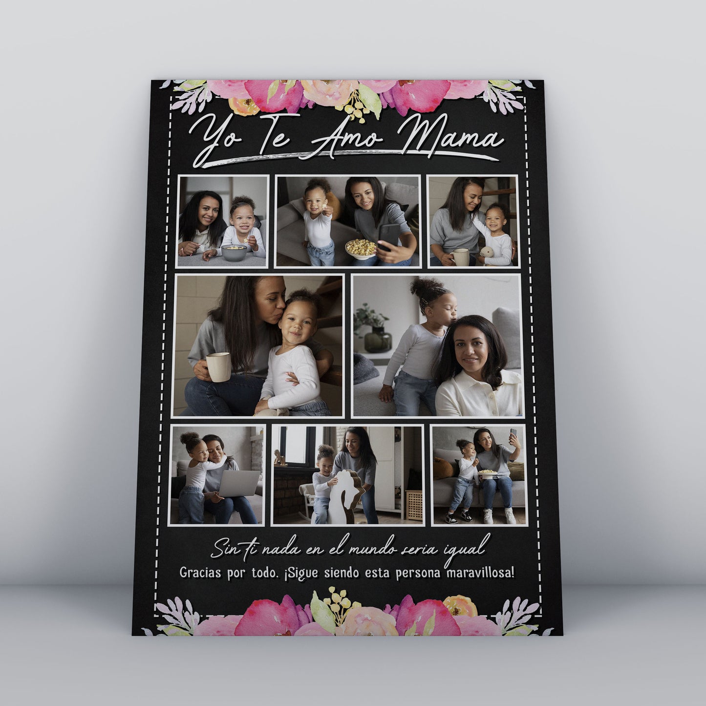 Cuadro Personalizado para Mamá con Diseño Floral y Mensaje