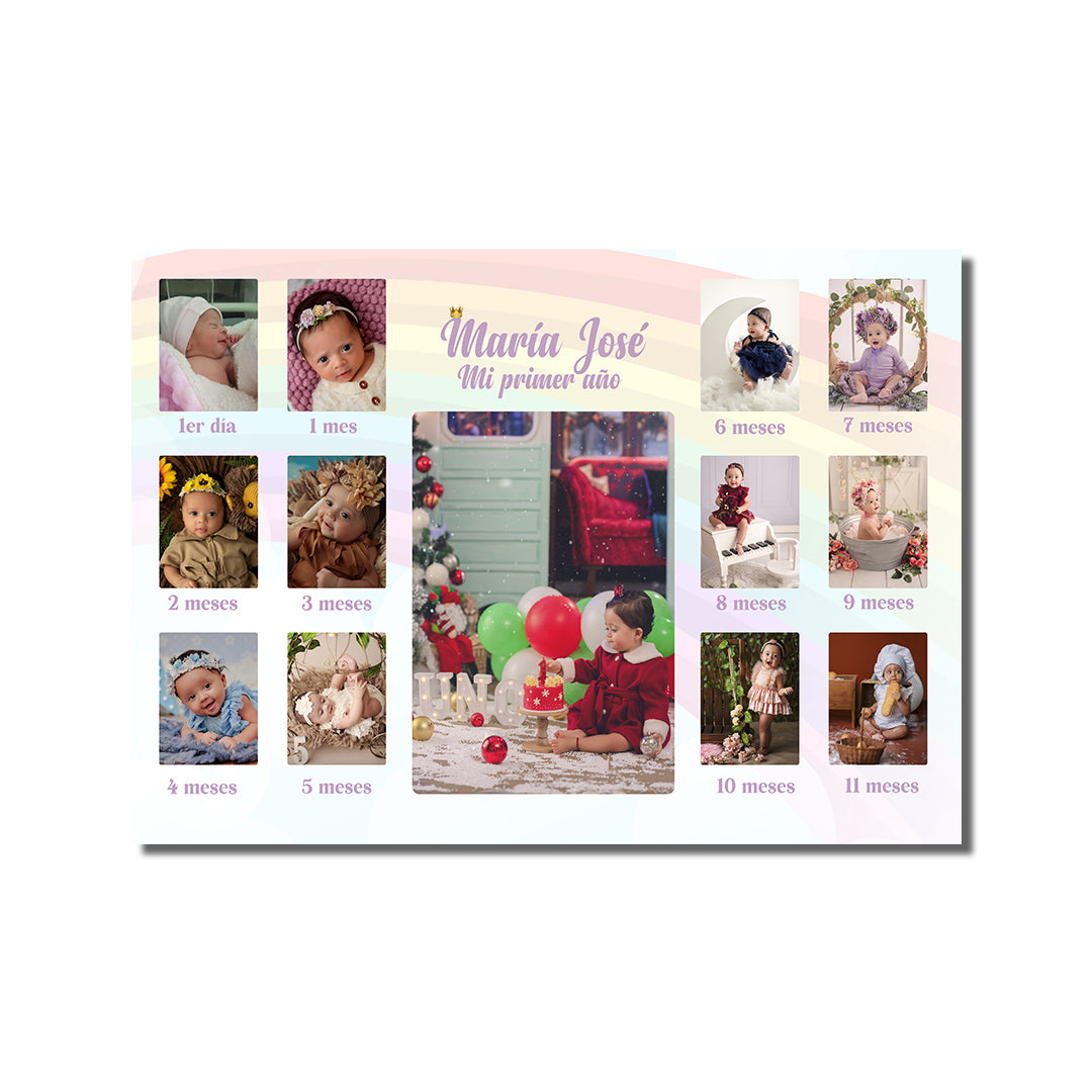 Cuadro Personalizado Mi Primer Año Mediano 45x30 cm Niña