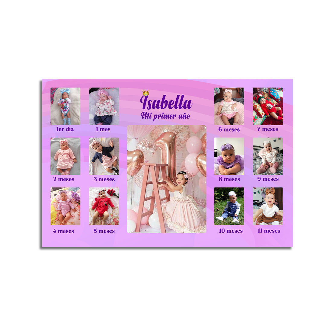 Cuadro Personalizado Mi Primer Año Mediano 45x30 cm Niña