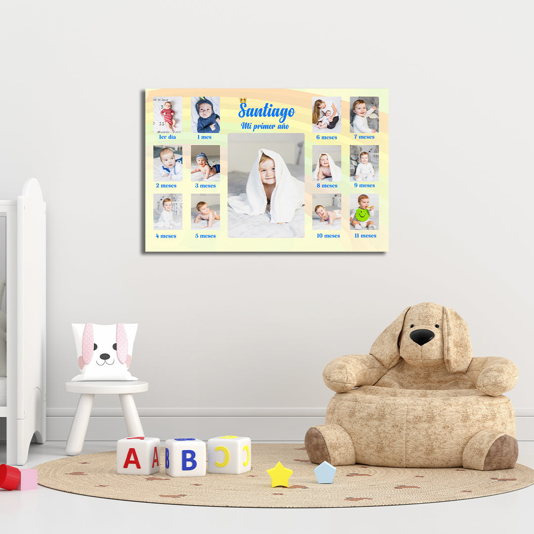 Cuadro Personalizado Mi Primer Año Mediano 60x40 cm Niño