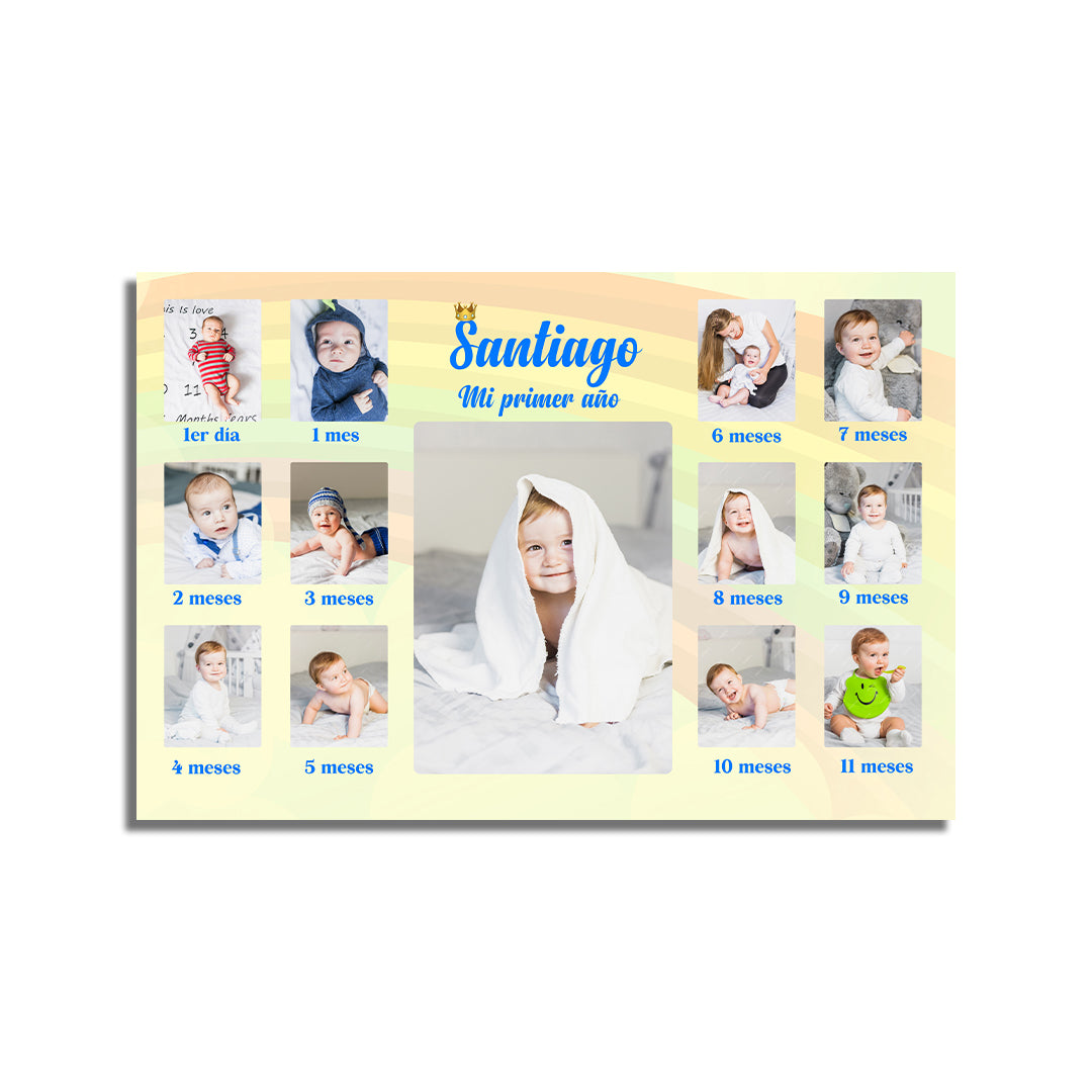 Cuadro Personalizado Mi Primer Año Mediano 60x40 cm Niño