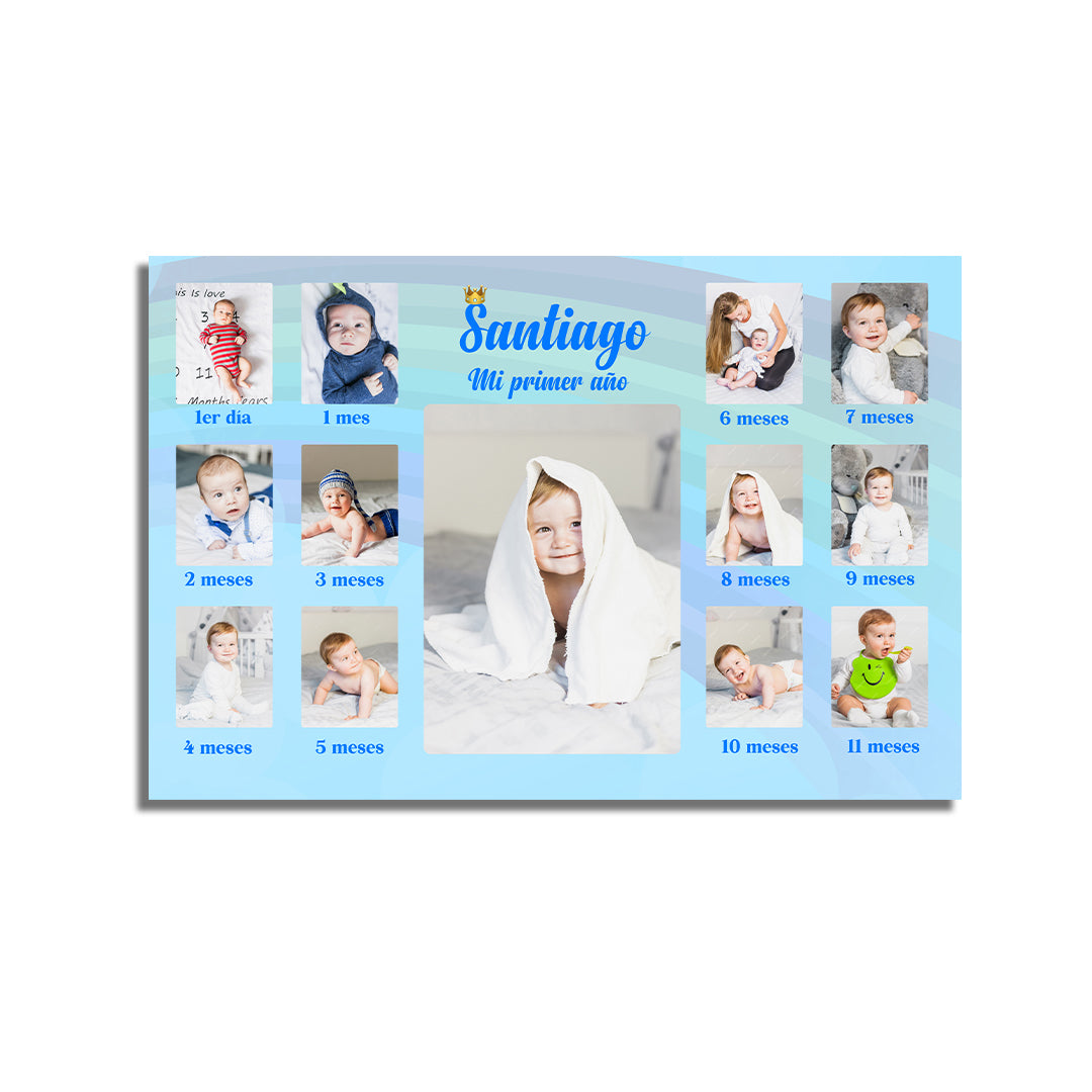 Cuadro Personalizado Mi Primer Año Mediano 60x40 cm Niño