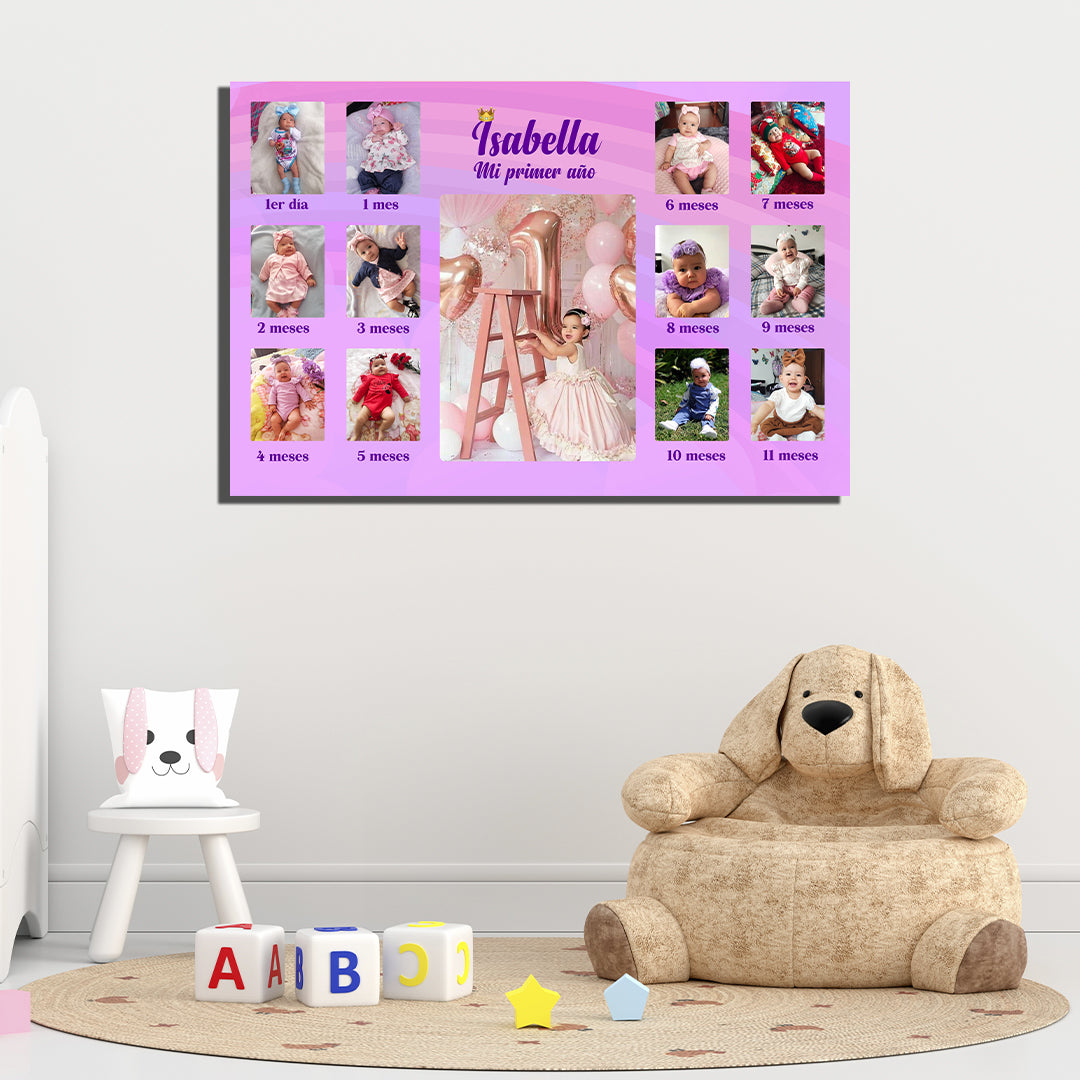 Cuadro Personalizado Mi Primer Año Grande 70x50 cm Niña