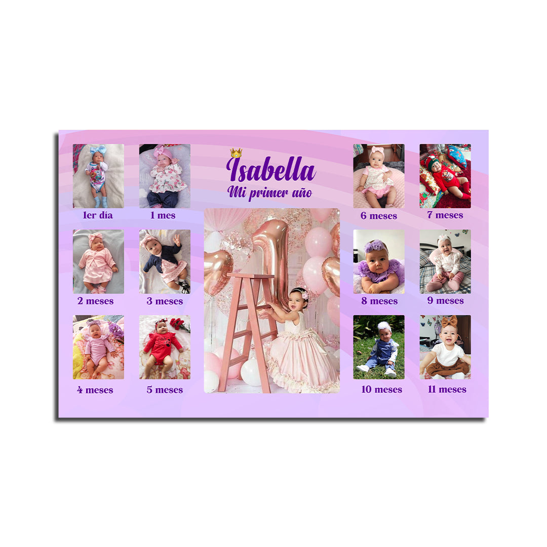 Cuadro Personalizado Mi Primer Año Grande 70x50 cm Niña