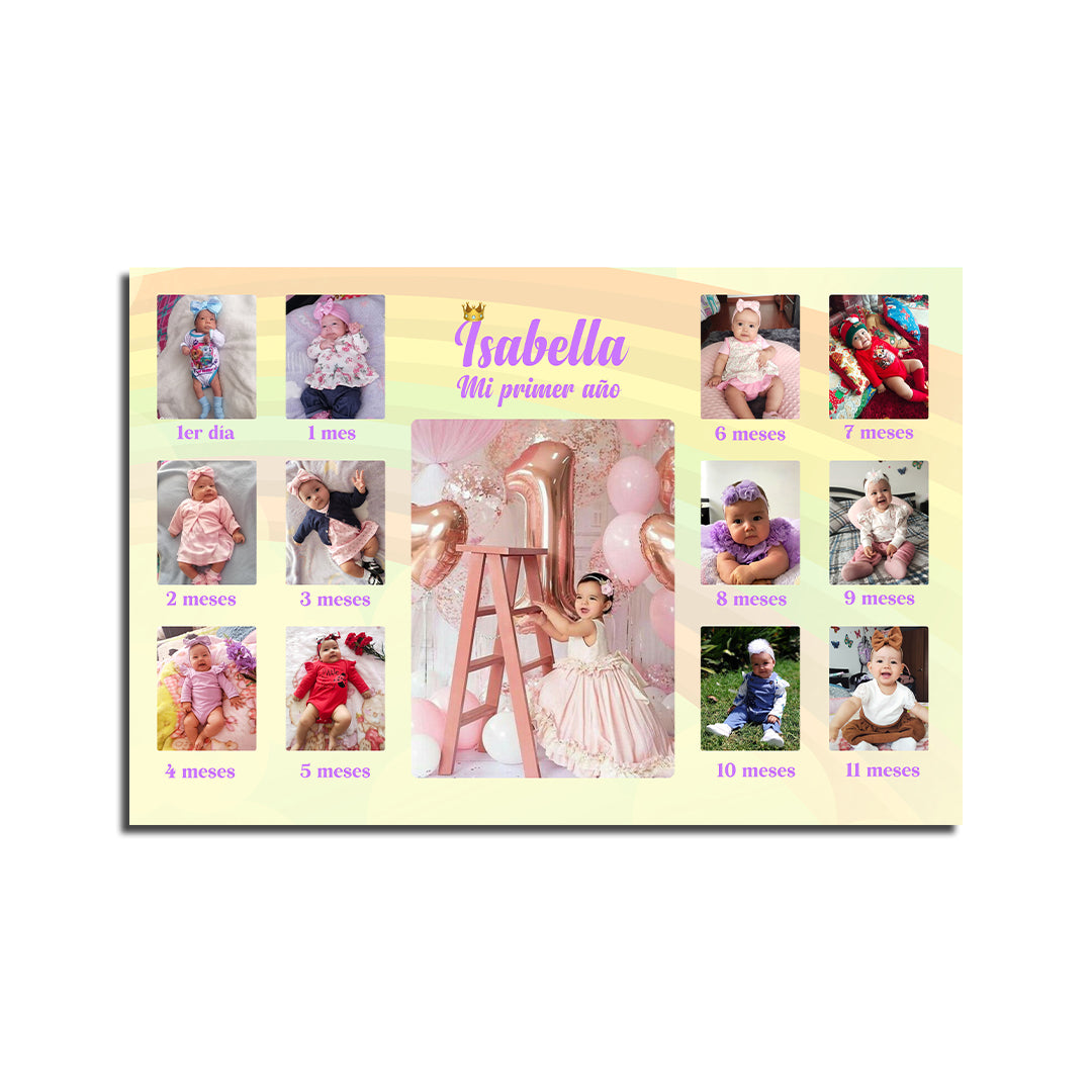 Cuadro Personalizado Mi Primer Año Grande 70x50 cm Niña