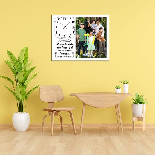 Cuadro Reloj Personalizado 50x40 cm con 1 Foto