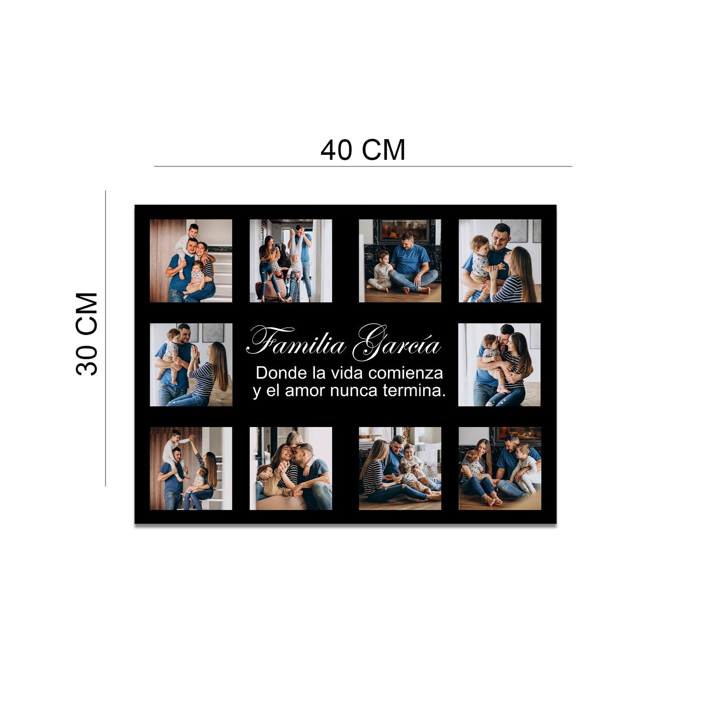 Cuadro Personalizado con 10 Fotos y Mensaje | 40x30 cm