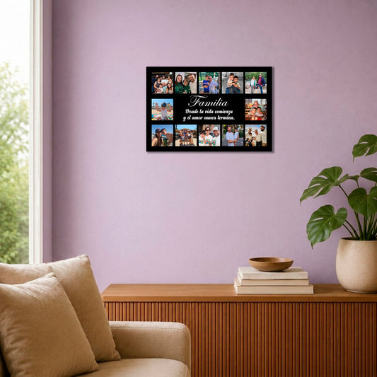 Cuadro Personalizado Mediano con 12 Fotos | 45x30 cm