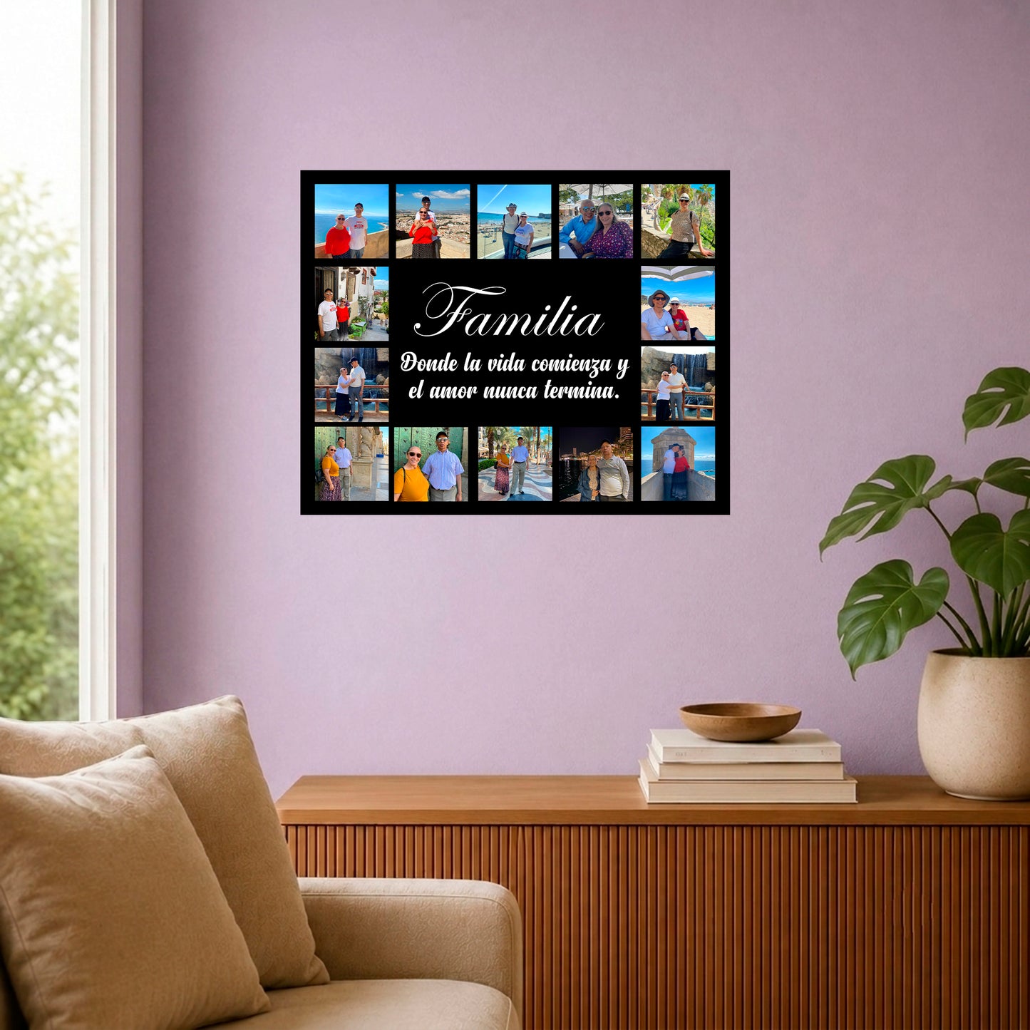 Cuadro Personalizado con 14 Fotos y Mensaje | 50x40cm