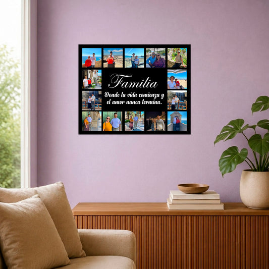 Cuadro Personalizado con 14 Fotos y Mensaje | 50x40cm