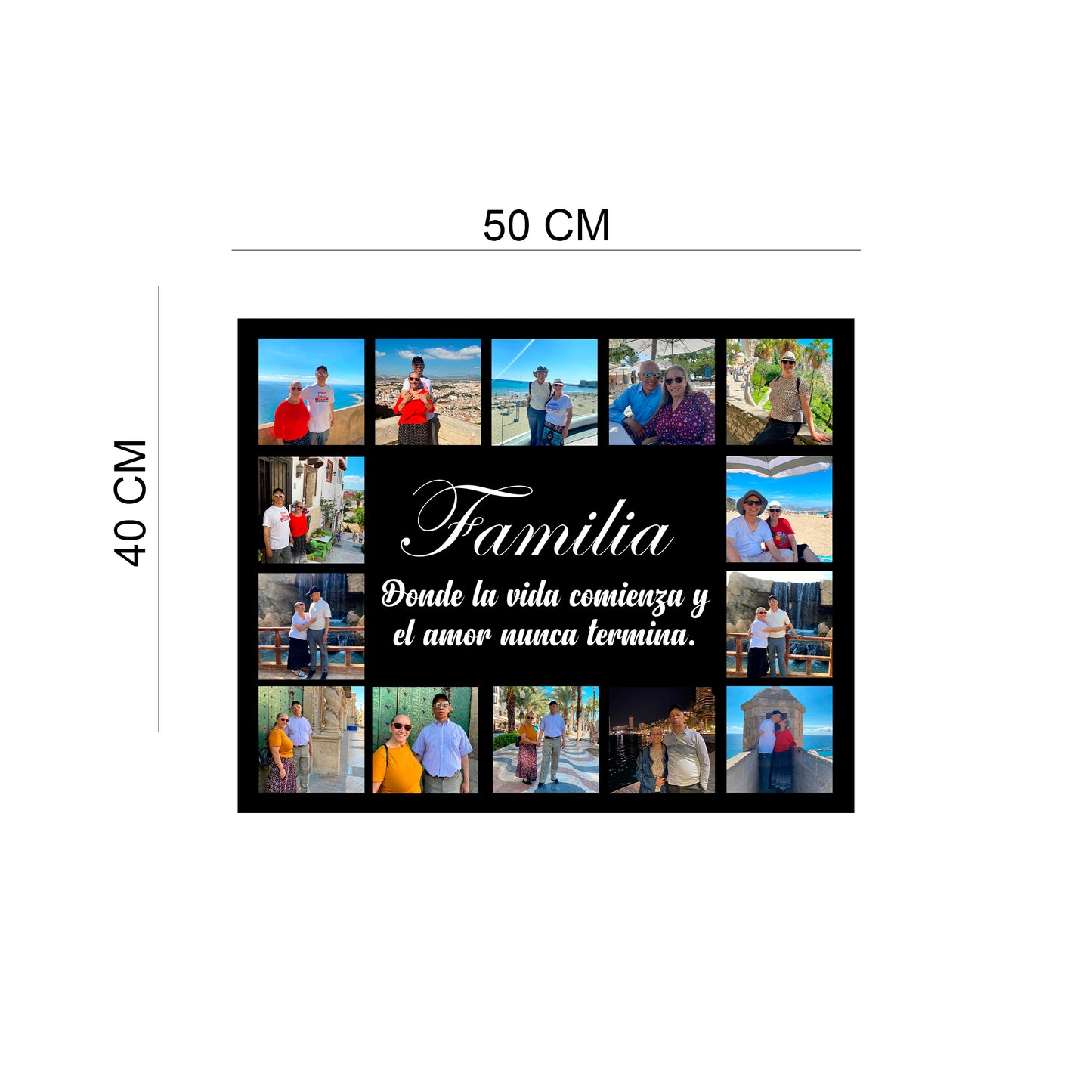 Cuadro Personalizado con 14 Fotos y Mensaje | 50x40cm