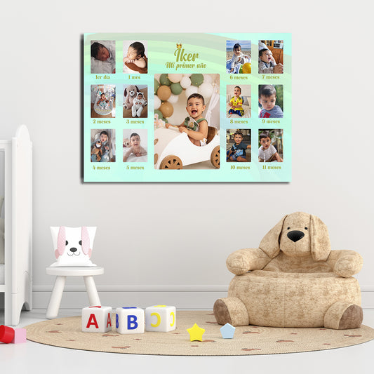 Cuadro Personalizado Mi Primer Año Grande 70x50 cm Niño